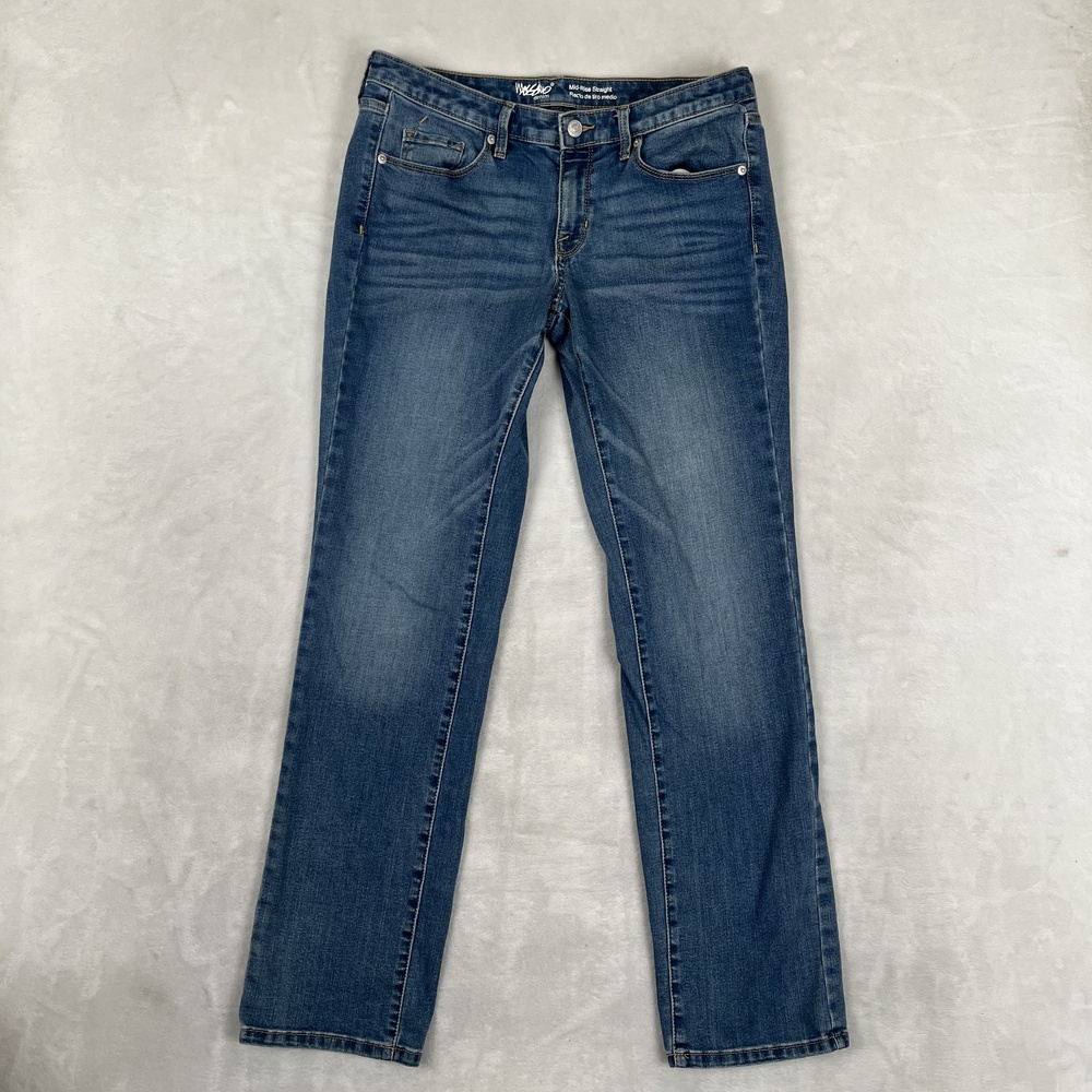 Mossimo Jeans Womens 8 Blue Med Wash Mid Rise Straight Superstretch Denim Y2K